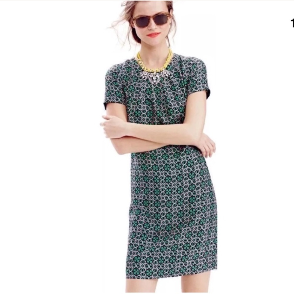 J.Crew medallion silk shift dress